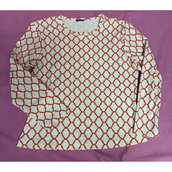 J MCLAUGHLIN S Small Catalina Cloth White Trellis Geometric Top Orange sz XS - Picture 1 of 5